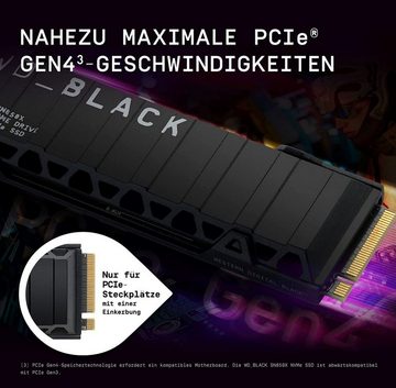 WD_Black SN850X NVMe with Heatsink interne Gaming-SSD (1 TB) 7300 MB/S Lesegeschwindigkeit, 6600 MB/S Schreibgeschwindigkeit, PCI Express 4.0