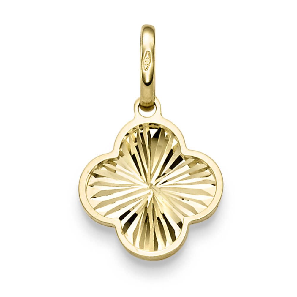 Schmuck Krone Kettenanhänger Anhänger Kleeblatt Blume 18.5x12.5mm aus 585 Gelbgold, Gold 585