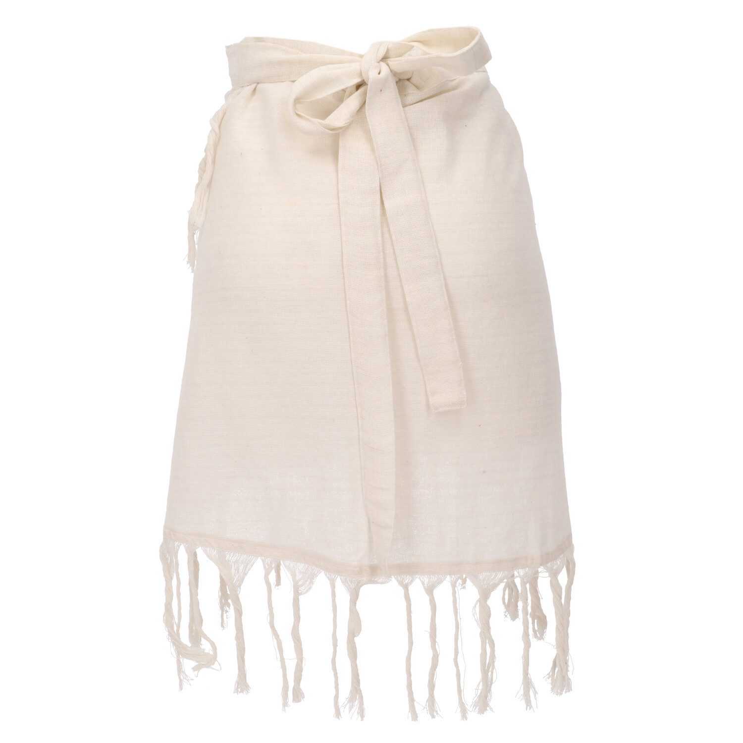 Guru-Shop Minirock Natürlicher Wickelrock mit Fransen,.. alternative Bekleidung
