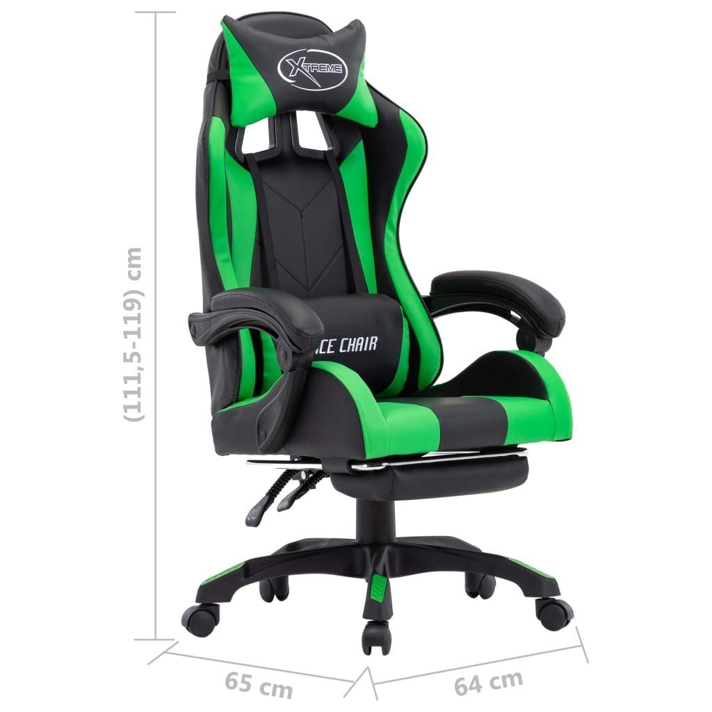 Grün (1 St) und Bürostuhl mit Schwarz Kunstleder Fußstütze furnicato Gaming-Stuhl