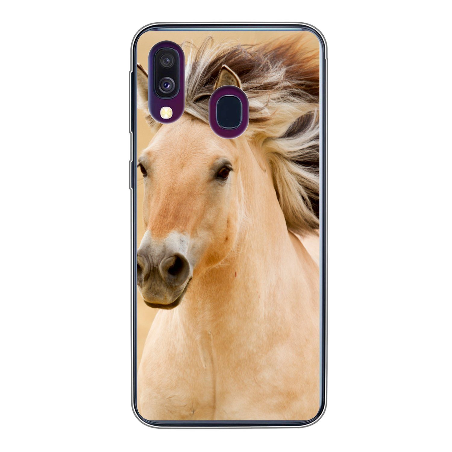 MuchoWow Handyhülle für Samsung Galaxy A40 Pferde - Tiere - Mähne - Porträt, Smartphone-Bumper, Print, Handy Schutzhülle Dünn