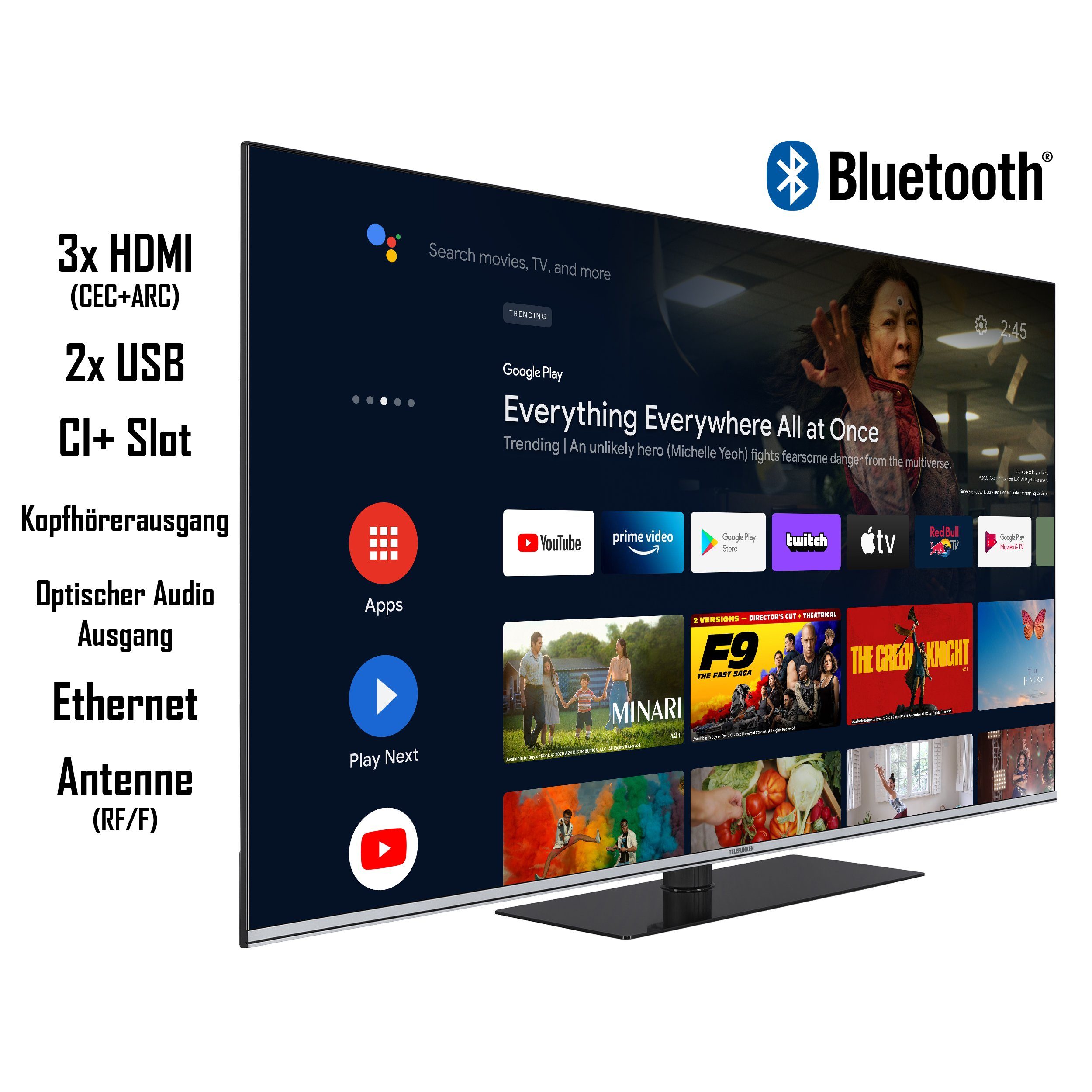 Vision, Android Ultra Dolby Zoll, TV, Triple-Tuner, 4K HDR cm/65 QU65AN900M HD, Smart Atmos) QLED-Fernseher (164 Bluetooth, TV, Dolby Telefunken