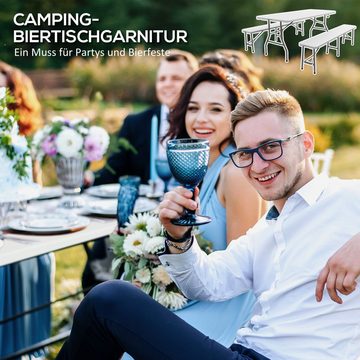 Outsunny Sitzgruppe 3-teilige Bierzeltgarnitur klappbar für 6 Personen, (Festzeltgarnitur, 3-tlg., Gartenmöbelset), für Campingbedarf, Gartenparty, HDPE, Weiß