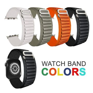 Nalia Smartwatch-Armband Apple Watch 42mm/44mm/45mm/49mm, Alpine Nylon Sport Uhr Ersatzband / Metallhaken / Outdoor / Wasserfest