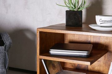 Wohnling Beistelltisch WL5.676 (43x43x30 cm Sheesham Massivholz, Design Nachttisch), Kleiner Wohnzimmertisch mit Stauraum, Holztisch
