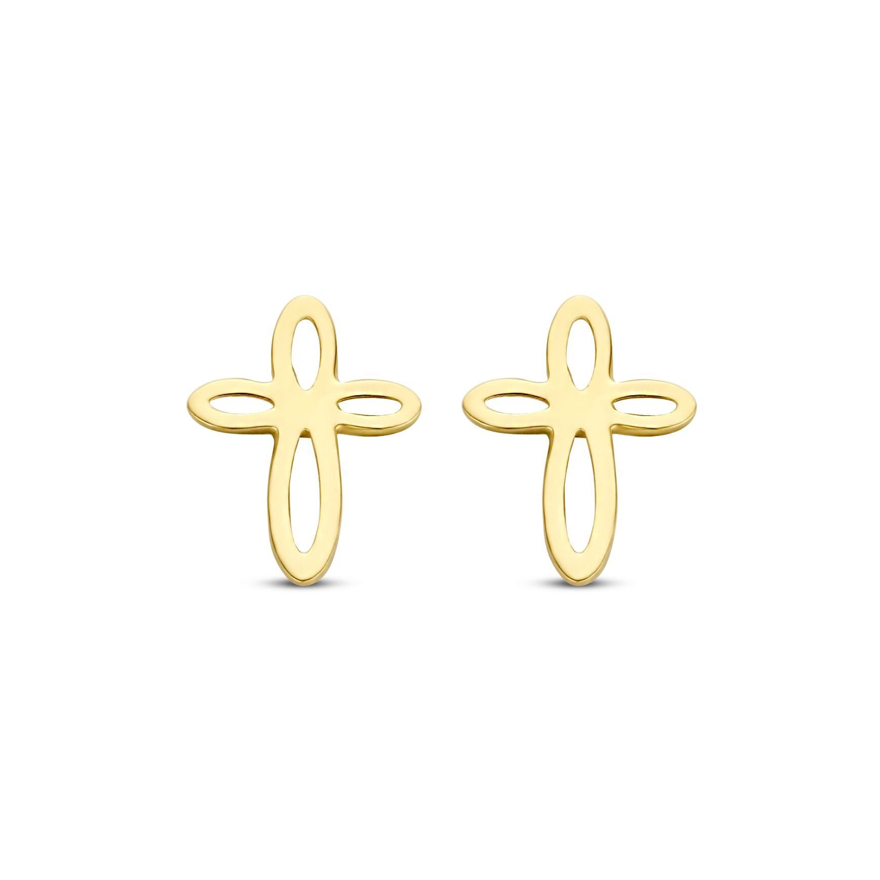 Paar Ohrstecker 585er Gelbgold Ohrstecker Kreuz