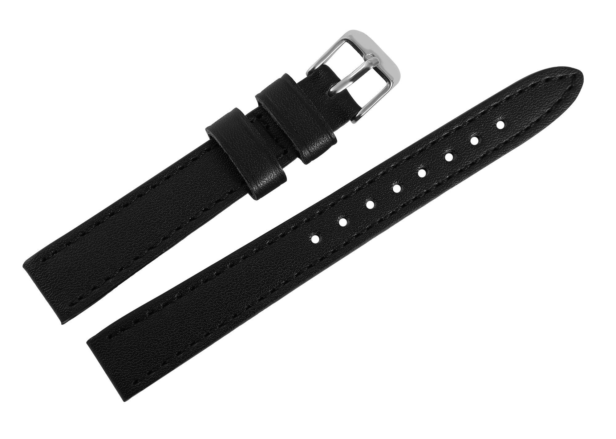 Engelhardt Uhrenarmband Ersatzarmband aus Echtleder - Schwarz - genäht - 10 - 26 mm