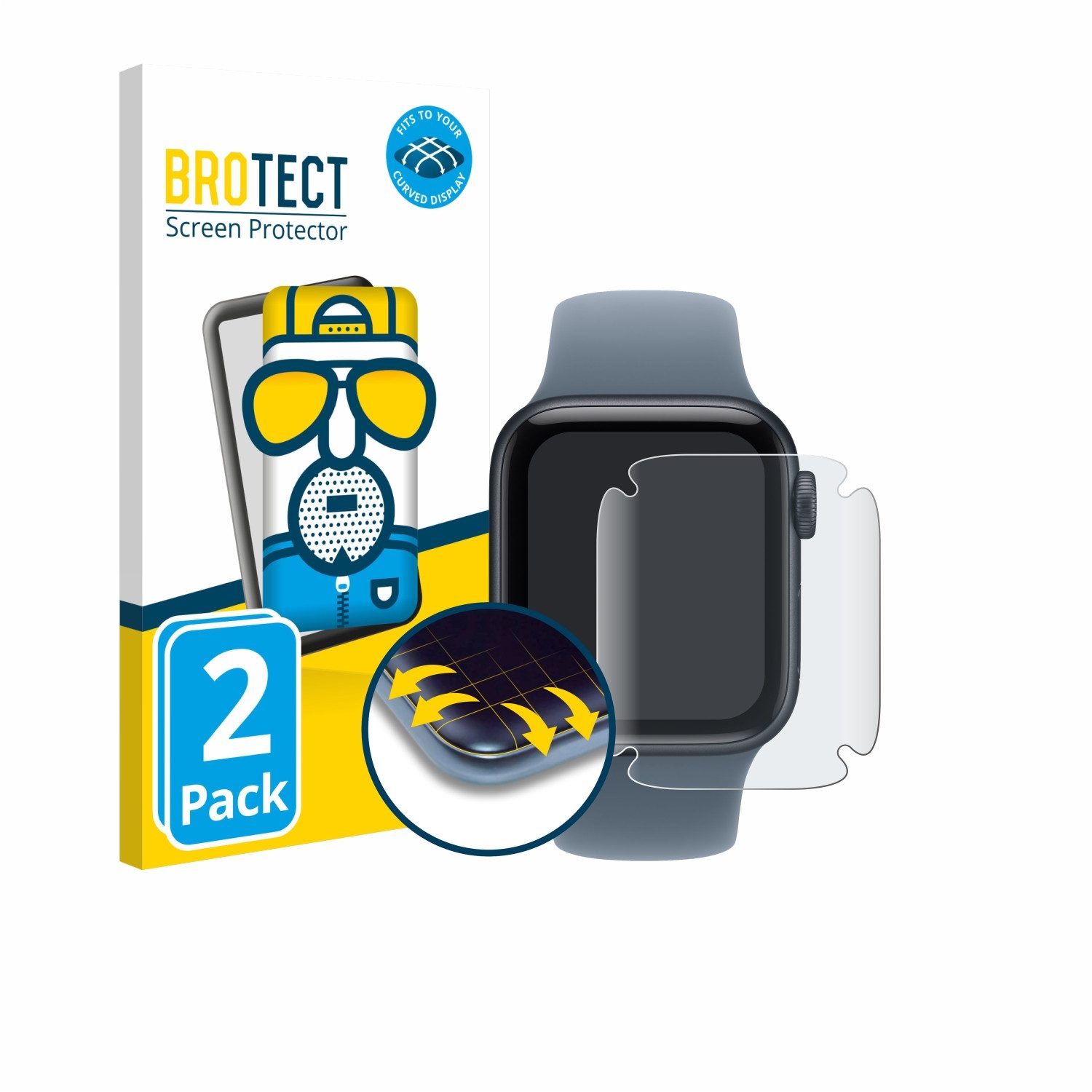 BROTECT Displayschutzfolie Fullscreen Schutzfolie für Apple Watch SE 3 (40 mm), 2 Stück, Displayschutz Folie Fullcover Matt Entspiegelungsfolie