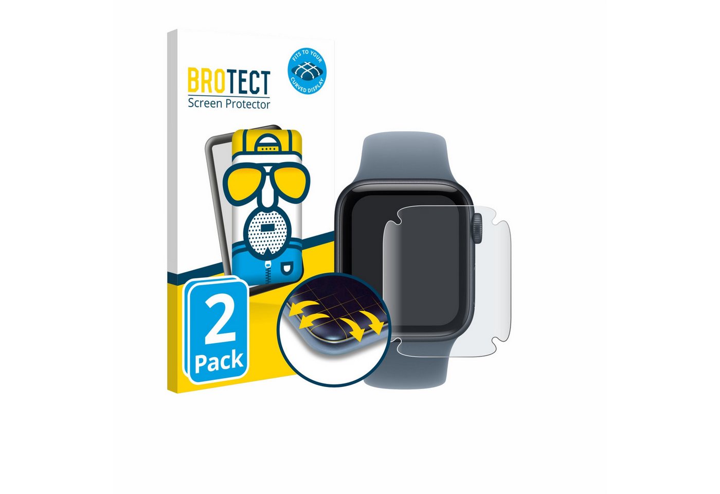 BROTECT Displayschutzfolie Fullscreen Schutzfolie für Apple Watch SE 3 (40 mm), 2 Stück, Displayschutz Folie Fullcover Matt Entspiegelungsfolie