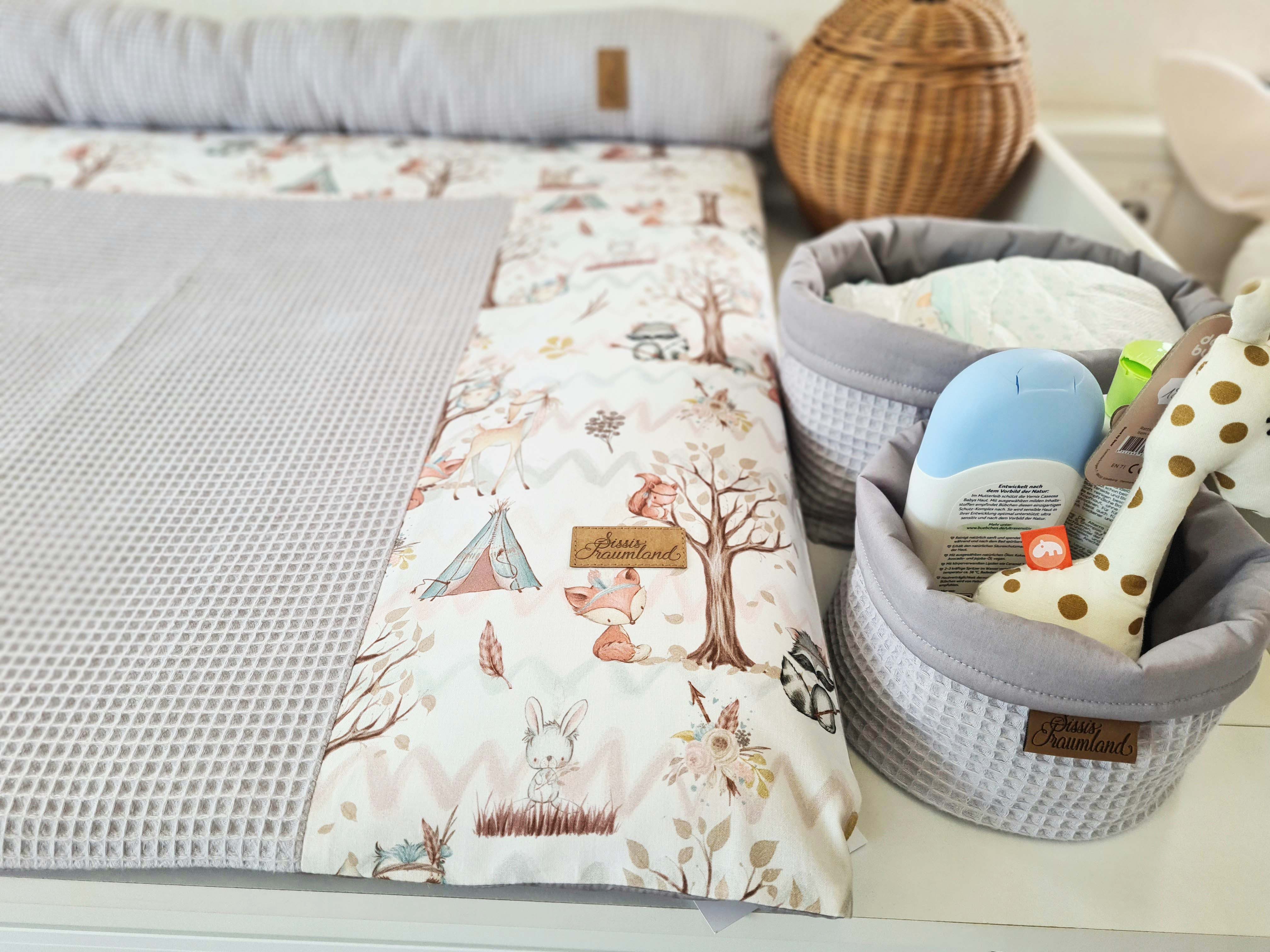 Sissis Traumland Коврикиbezug Коврикиbezug Waldtiere, hellgrau, 85cm x 75cm, made in Germany, made in Germany