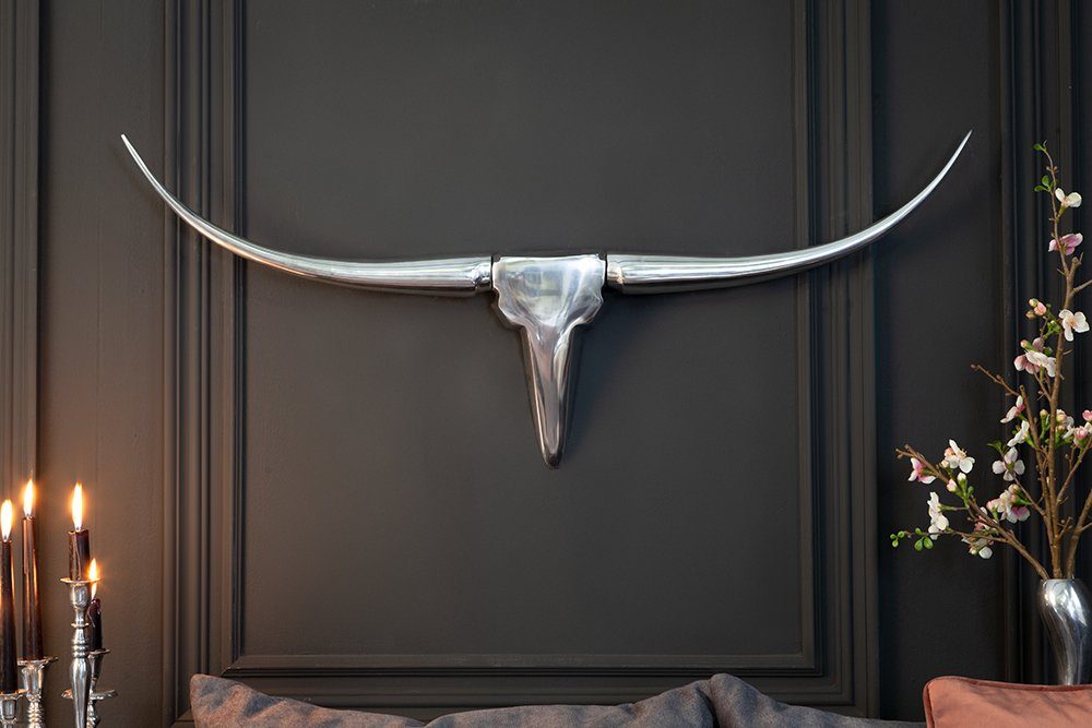 riess-ambiente Wanddekoobjekt BULL L 100cm silber, Stierkopf · Modern Desig günstig online kaufen