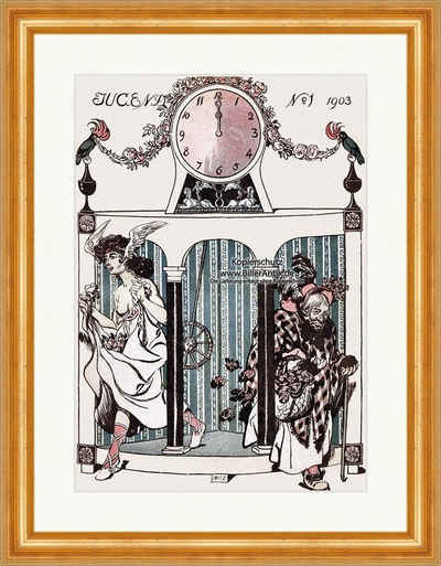 Kunstdruck Titelseite der Nummer 1 von 1903 Julius Diez Uhr Frau Jugend 3364 Gera, (1 St)