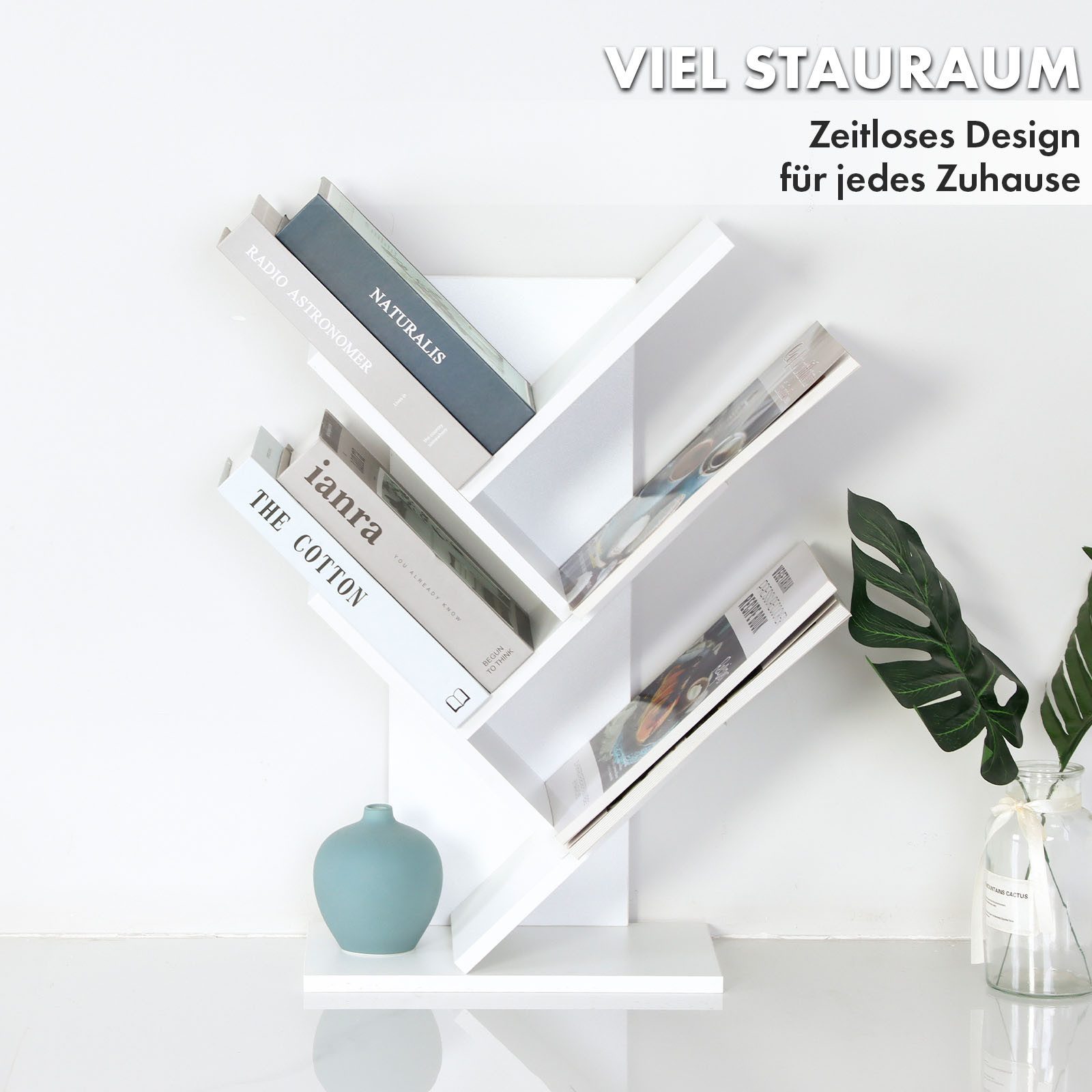Floordirekt Bücherregal Louisiana, Baumförmiges Standregal aus Holz, mit Kippsicherung, 5 Etagen 1-tlg., 30 x 17,2 x 51 cm für Bücher, Zeitschriften, CDs, Video – Bild 4 von 5