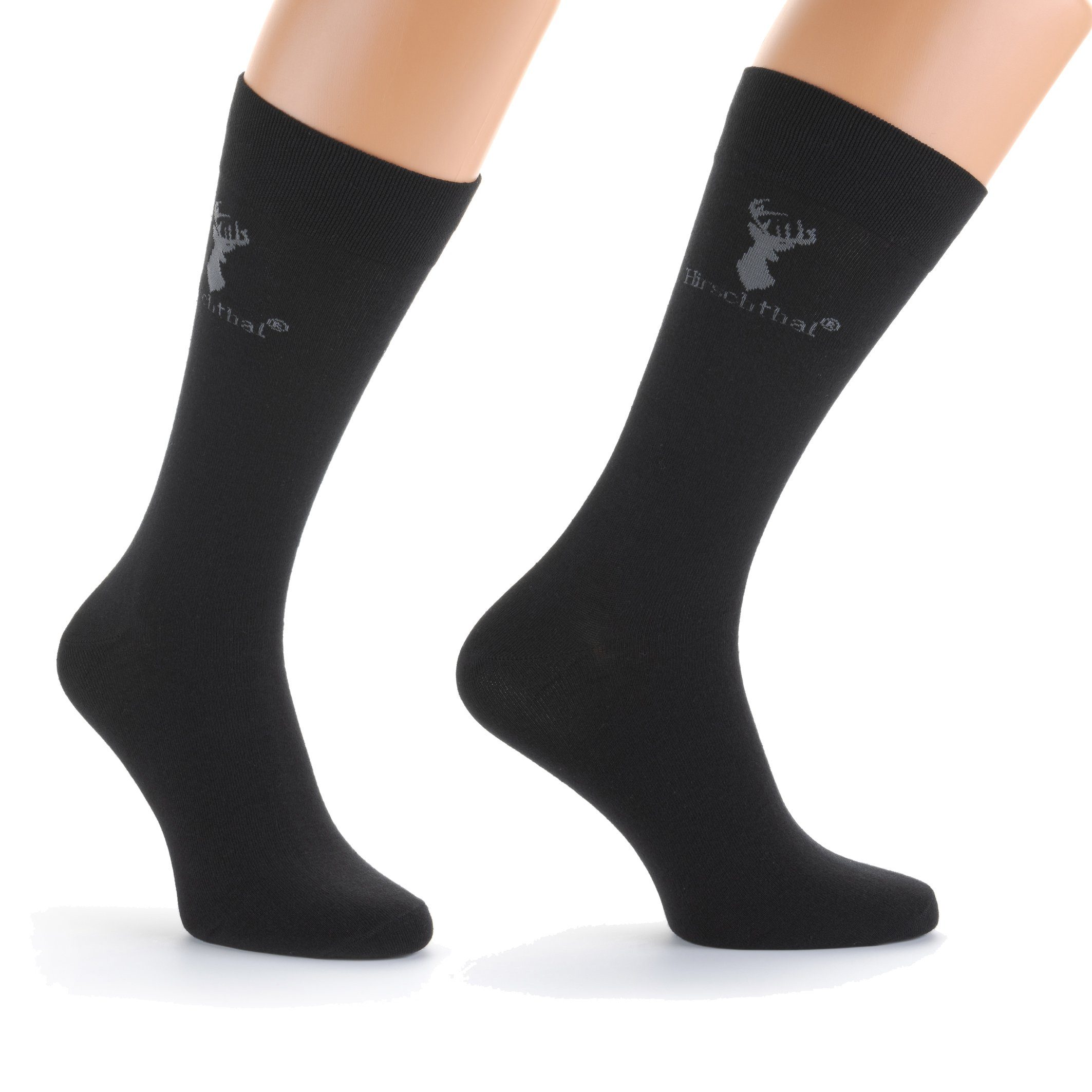 Hirschthal Businesssocken 4, 8, 12 Paar Herren Business Socken Freizeitsocken Basicsocken (Box, 4-Paar) mit klassischem eingestricktem Logoschriftzug