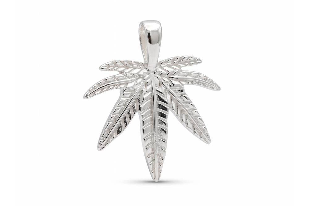 Silberkettenstore Kettenanhänger Anhänger Cannabis, Hanfblatt - 925 Silber