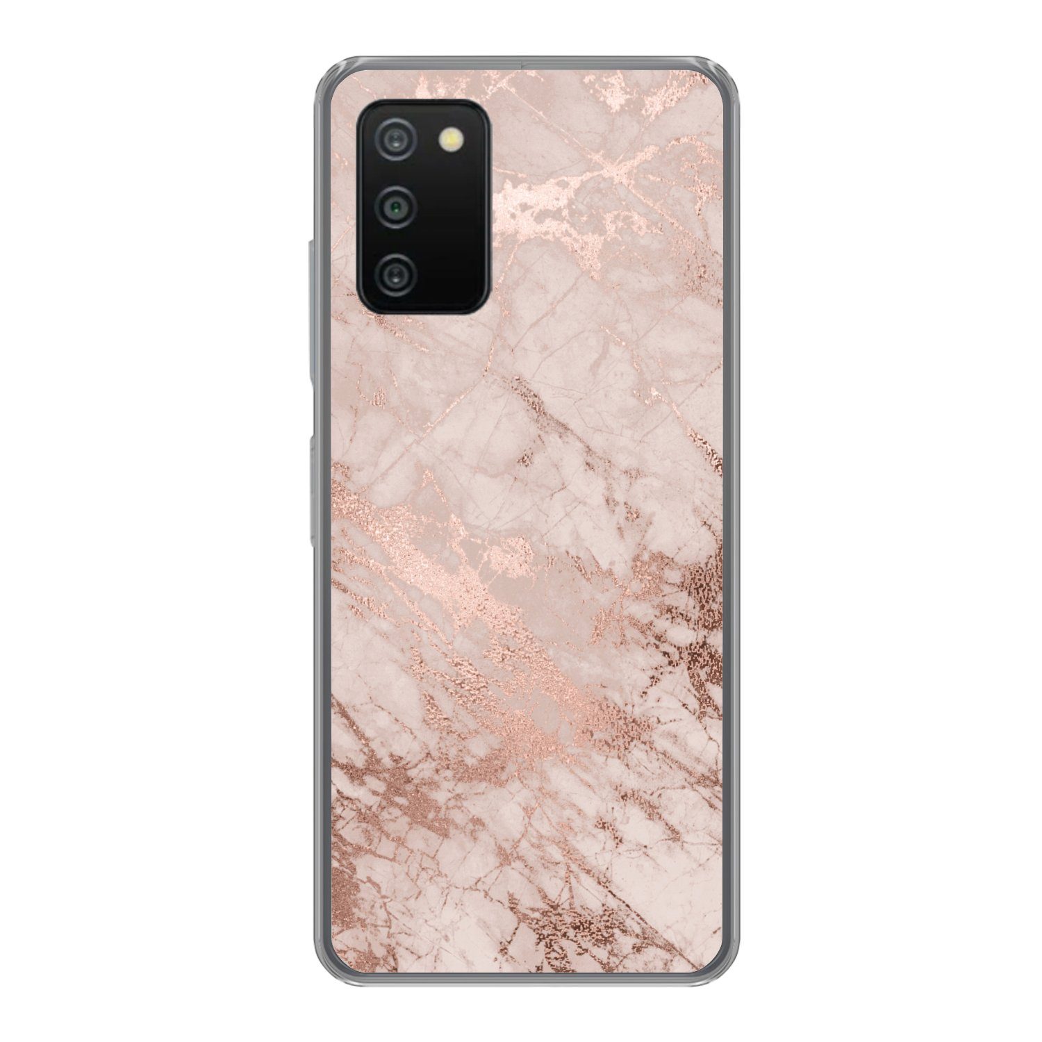 MuchoWow Handyhülle für Samsung Galaxy A03s Marmor - Rosa - Luxus - Marmoroptik - Glitzer, Smartphone-Bumper, Print, Handy Schutzhülle Dünn