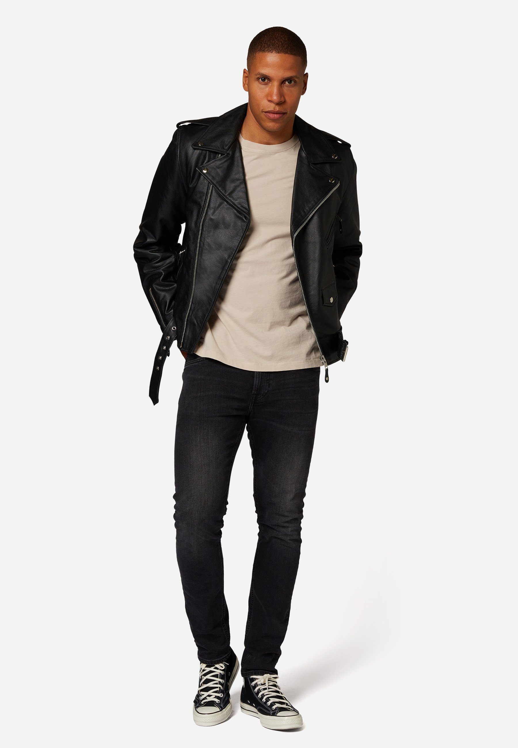 RICANO Lederjacke Brando stylische Biker-Jacke hochwertiges Büffel-Leder