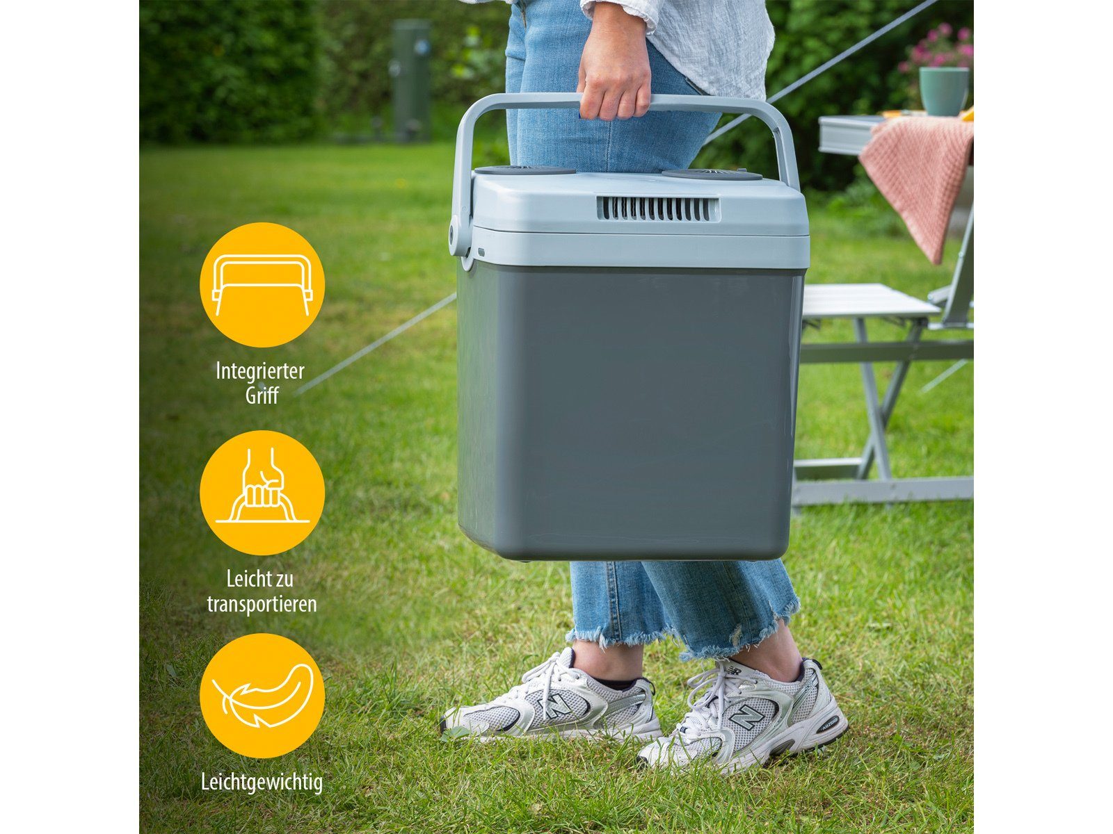 Tristar Elektrische Kühlbox, 19 l, mit Strom thermoelektrisch für Auto &  Garten 12V 220-240V Klappständer