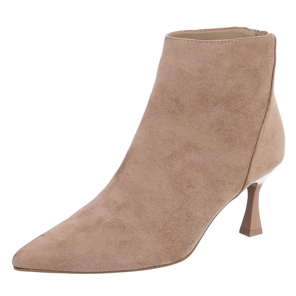 Ital-Design Damen Langschaftstiefel mit Blockabsatz und glattem Schaft High-Heel-Stiefelette (92214593) Pfennig-/Stilettoabsatz Stiefeletten in Hellbraun
