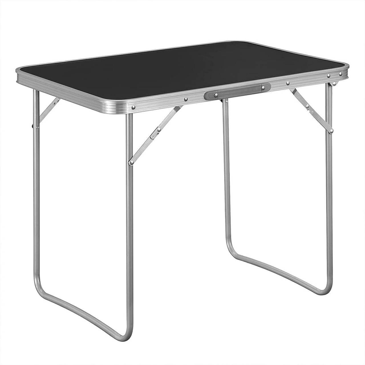 Campingtisch Schwarz Woltu Griff, zusammenklappbar Alu und aus MDF (1-St), mit