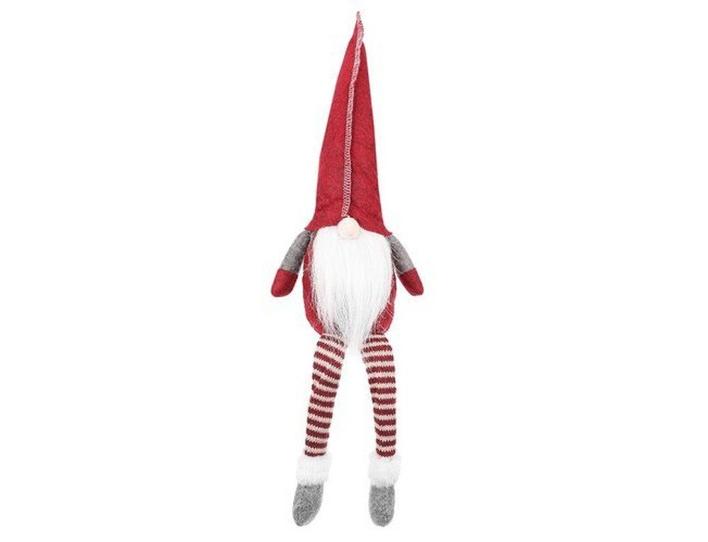 Ruhhy Weihnachtsfigur Weihnachtsdeko Weihnachtself (Spar-Set, 1 St., dekorativ), sitzender Elf in Rot-Grau-Weiß mit Bart, bringt festliche Stimmung