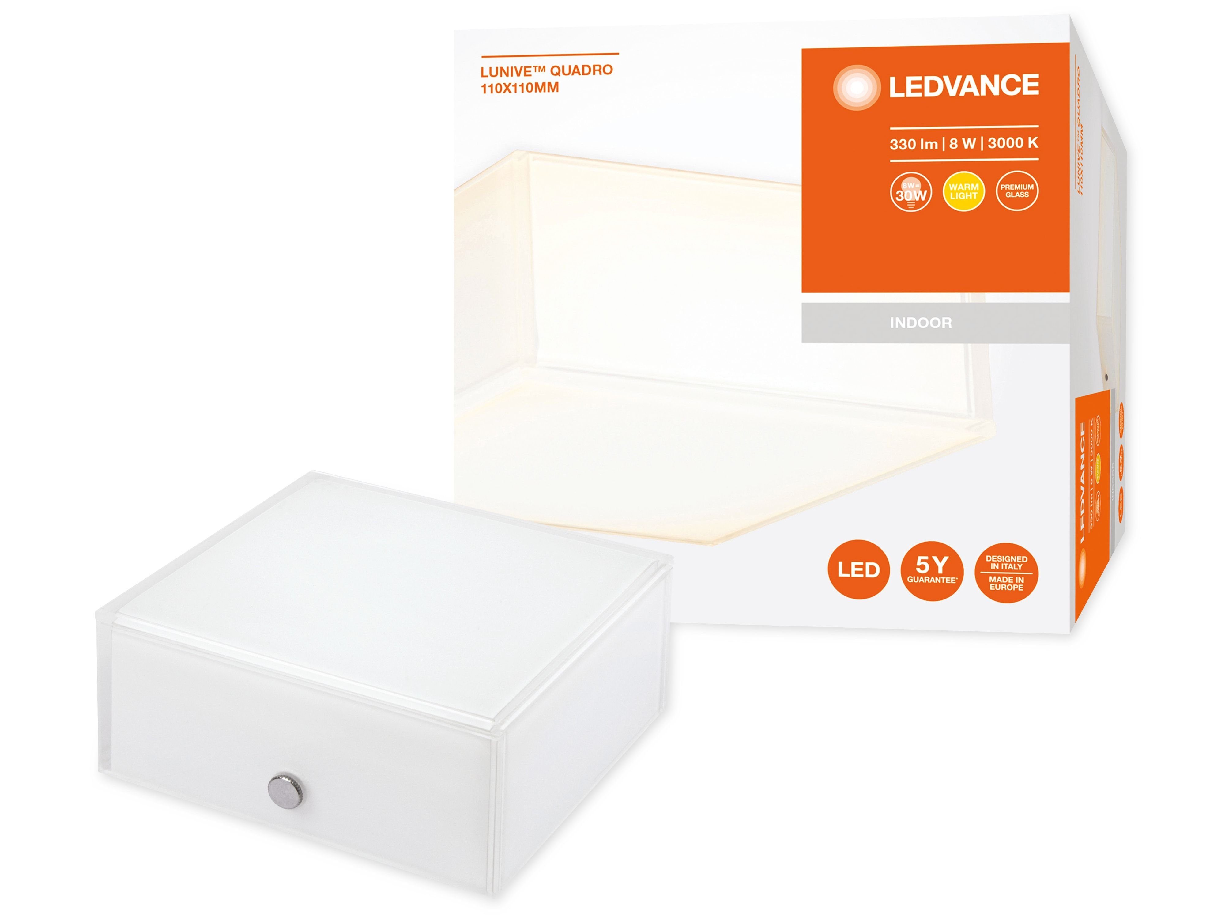 W, Ledvance LED-Leuchte Lunive LED-Deckenleuchte LEDVANCE 330 8 Quadro,