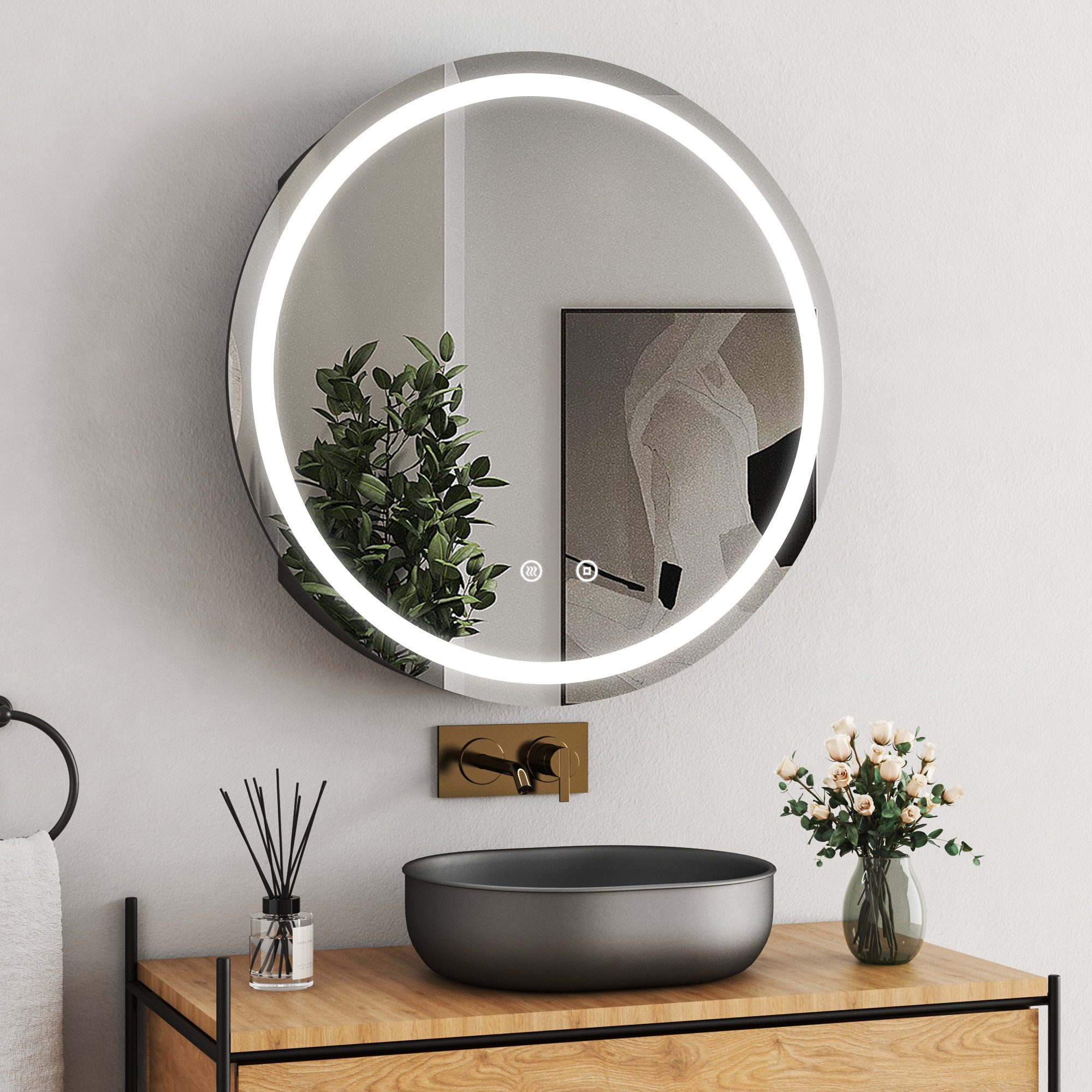 WDWRITTI Spiegelschrank Badezimmer mit Beleuchtung 80 Badezimmerspiegelschr günstig online kaufen