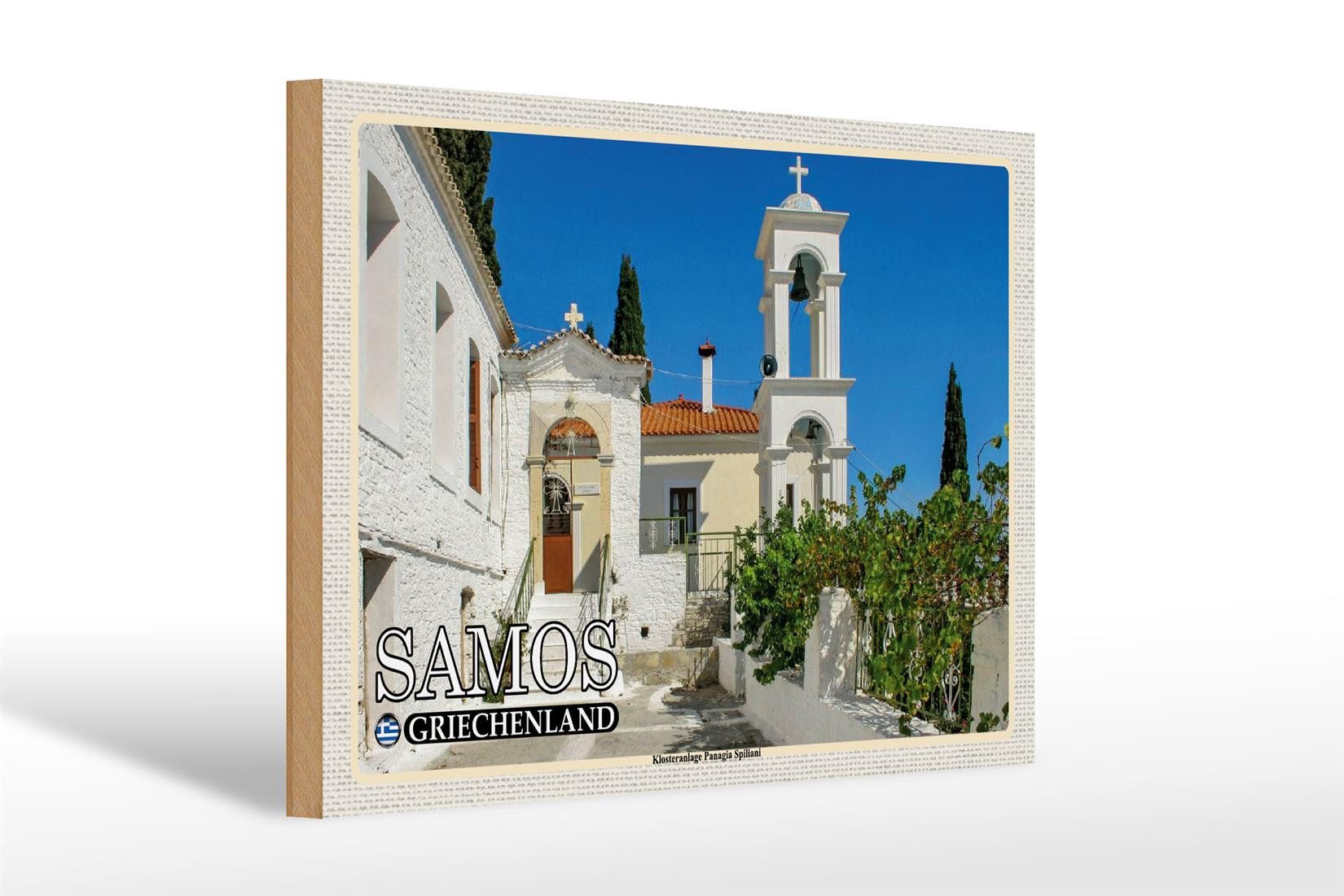 Holzbild Reise 30x20cm Samos Griechenland Klosteranlage Panagia