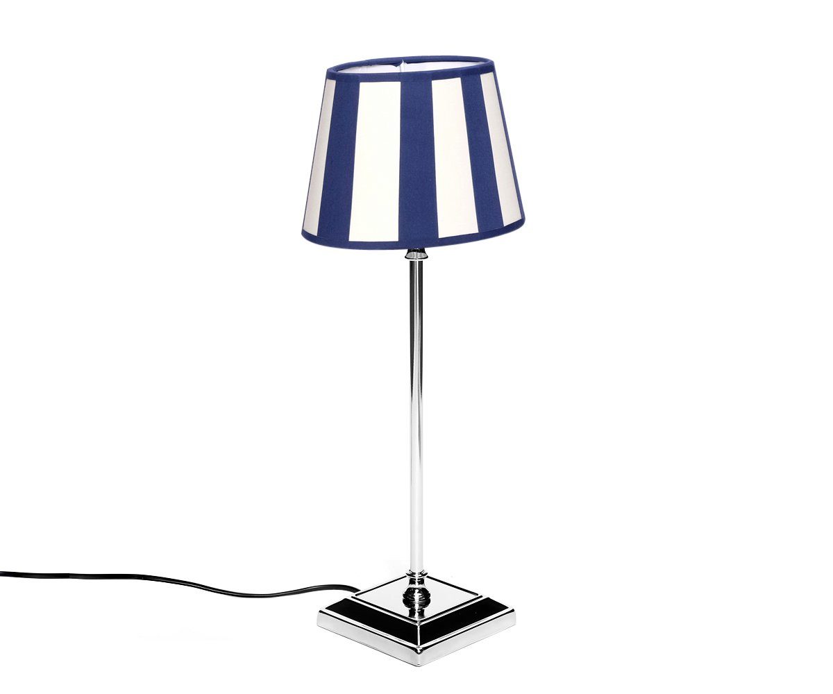 Brillibrum Nachttischlampe »Design Tischlampe mit gestreiften Lampenschirm  Blau / Creme Lampenfuß aus Aluminium Tischleuchte Lampe gestreift Silber  Lampe Leuchte Leselampe«