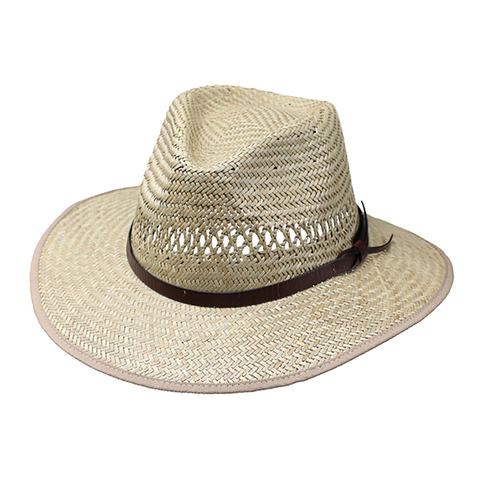 Strohhut Strohhut Traveller mit Kunstlederband + Einfass