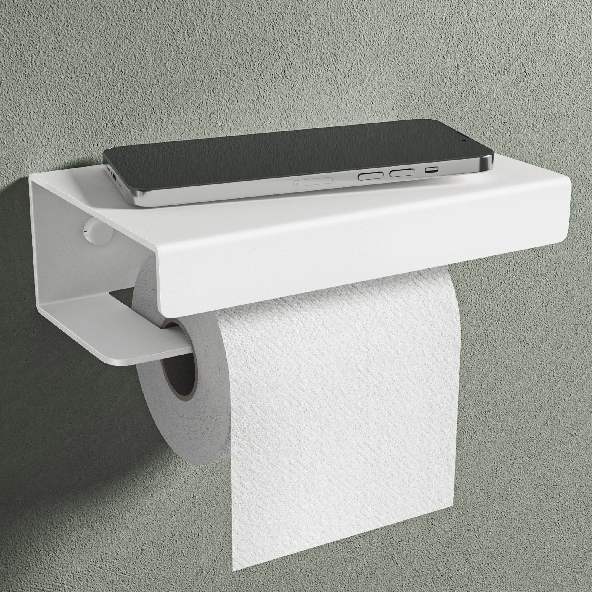 Mai & Mai Toilettenpapierhalter WC-Papierhalter mit Ablage aus Aluminium L-Form Lino-05, Anti-Fingerabdruck Einzigatige L-förmige Materialstruktur