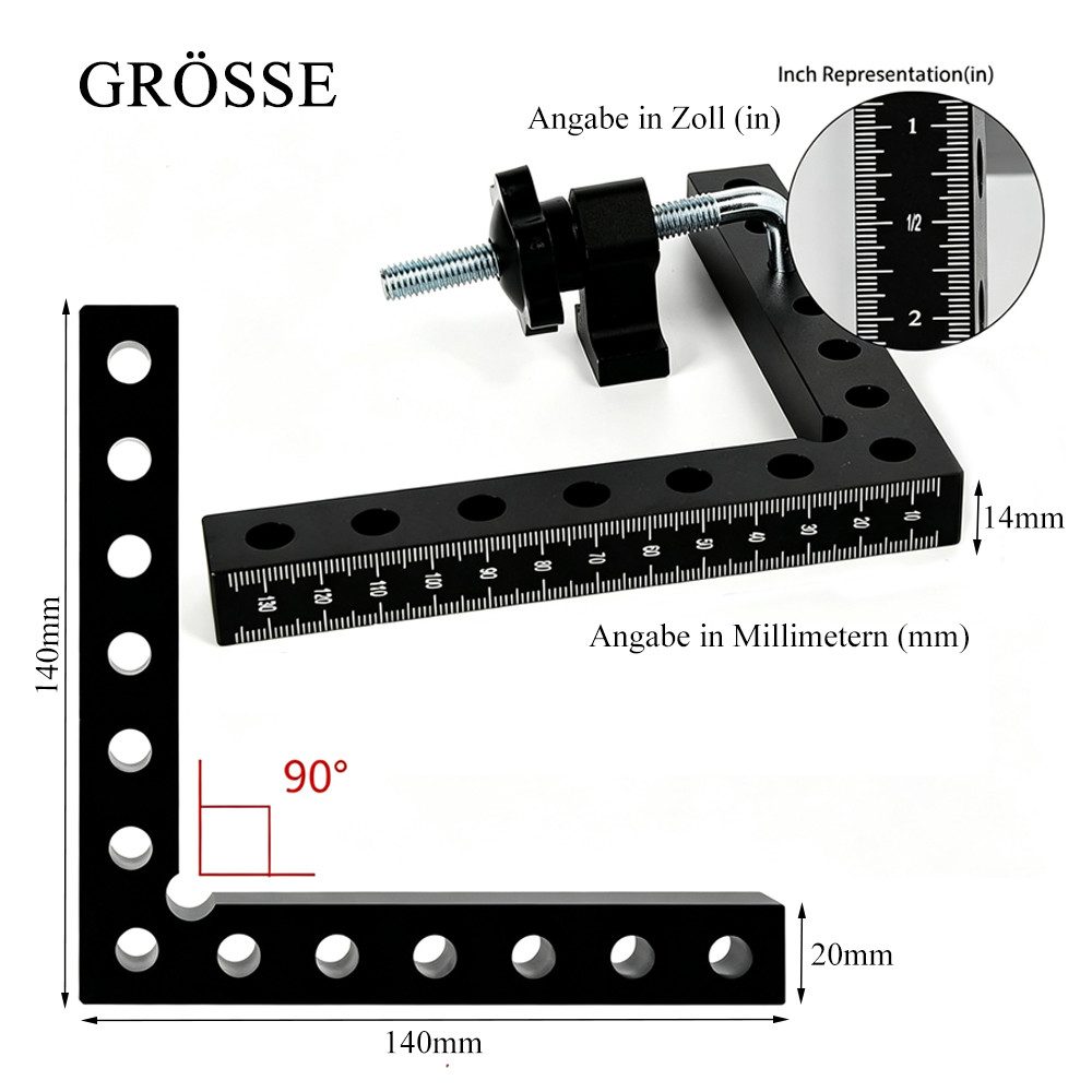 AFKSMILE Klemmen 90 Grad Positionierwinkel, Rechtwinklige Klemme aus Aluminiumlegierung, Tischler-Eckklemme, quadratisches Werkzeug für Bilderrahmen, Schränke – Bild 2 von 5