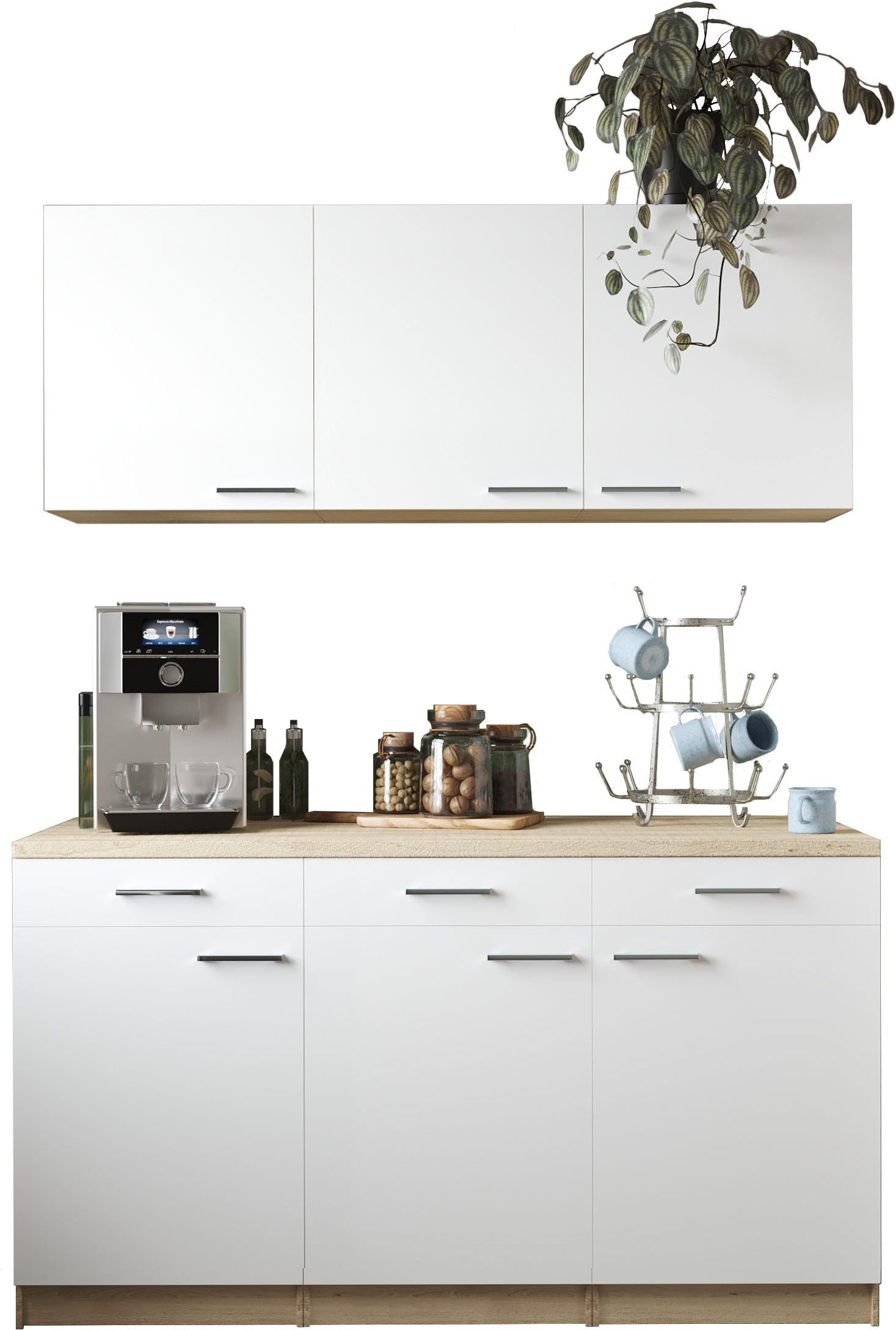 RESPEKTA Mehrzweckschrank-Set Merle, Breite 150 cm, Soft-Close, Metallstangengriffe, 85 cm Arbeitshöhe