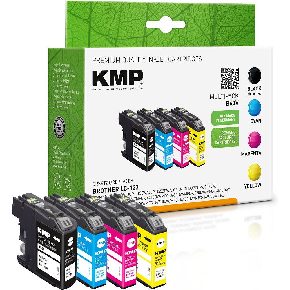 KMP 1 Tinten-Multipack B60V ERSETZT LC-123 BK/C/M/Y Tintenpatrone (4 Farben)