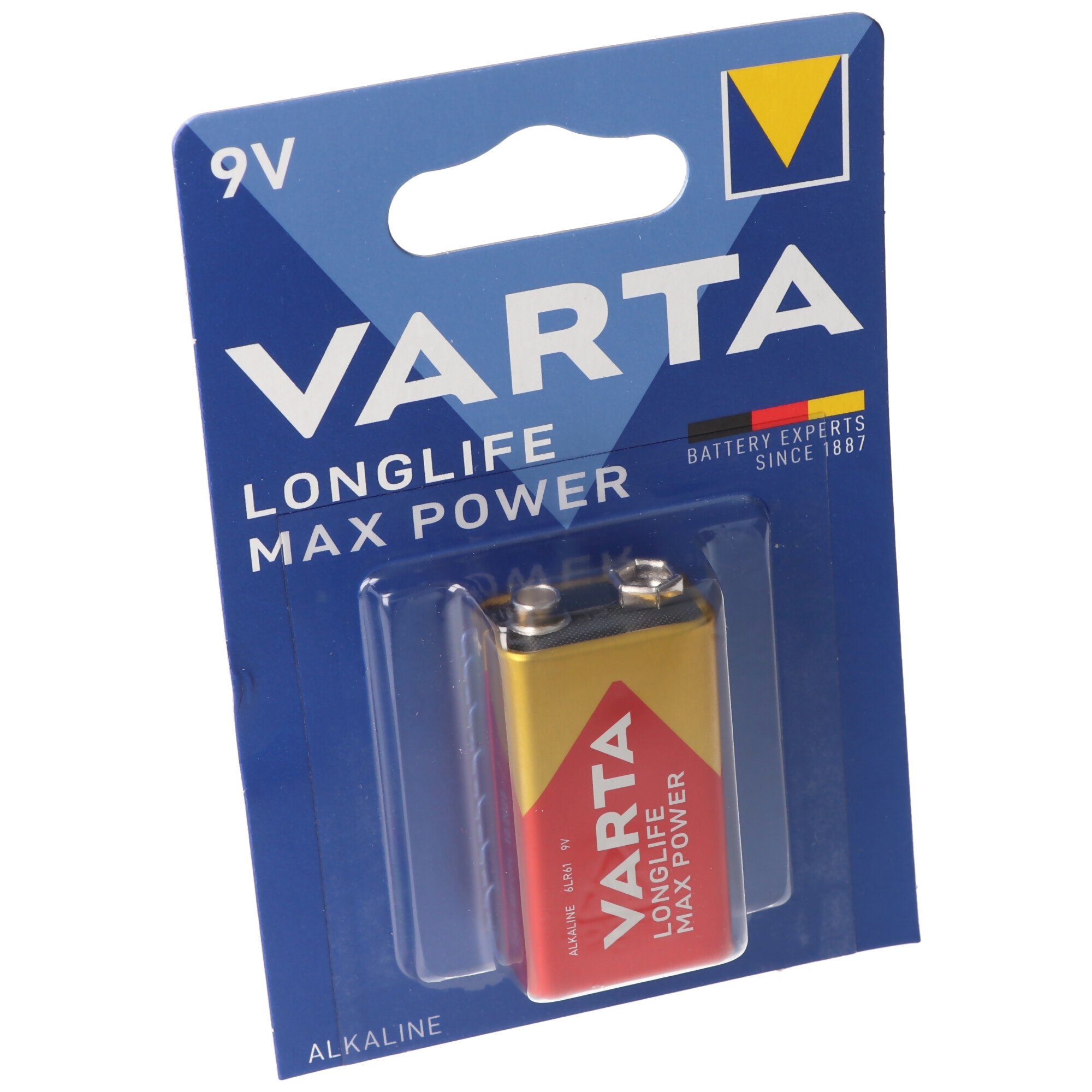 VARTA Varta 4722 Longlife Max Power 9V-Block, 9V Batterie ideal für Rauchme Batterie, (9 V)