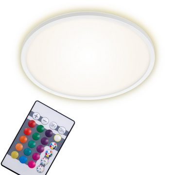 Briloner Leuchten LED Panel 7094-416, dimmbar, Fernbedienung, ultraflach, indirektes Licht, LED fest verbaut, Neutralweiß, Farbwechsler, Kaltweiß, Tageslichtweiß, Warmweiß, Deckenlampe, 42x2,8cm, Weiß, 22W, Wohnzimmer, Schlafzimmer, Küche