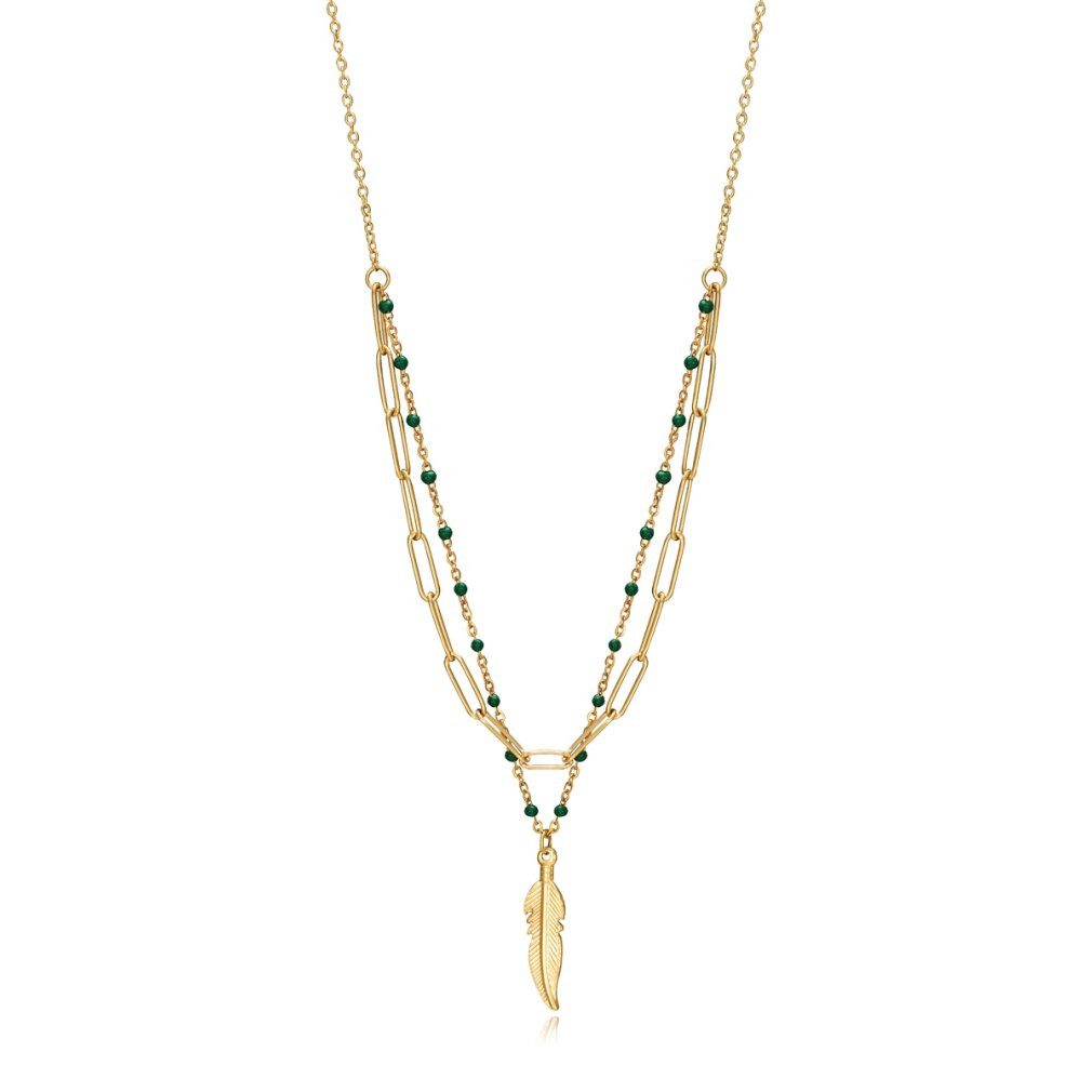 Viceroy Kette mit Einhänger Dvojitý pozlacený náhrdelník s pírkem Kiss 75308C01012