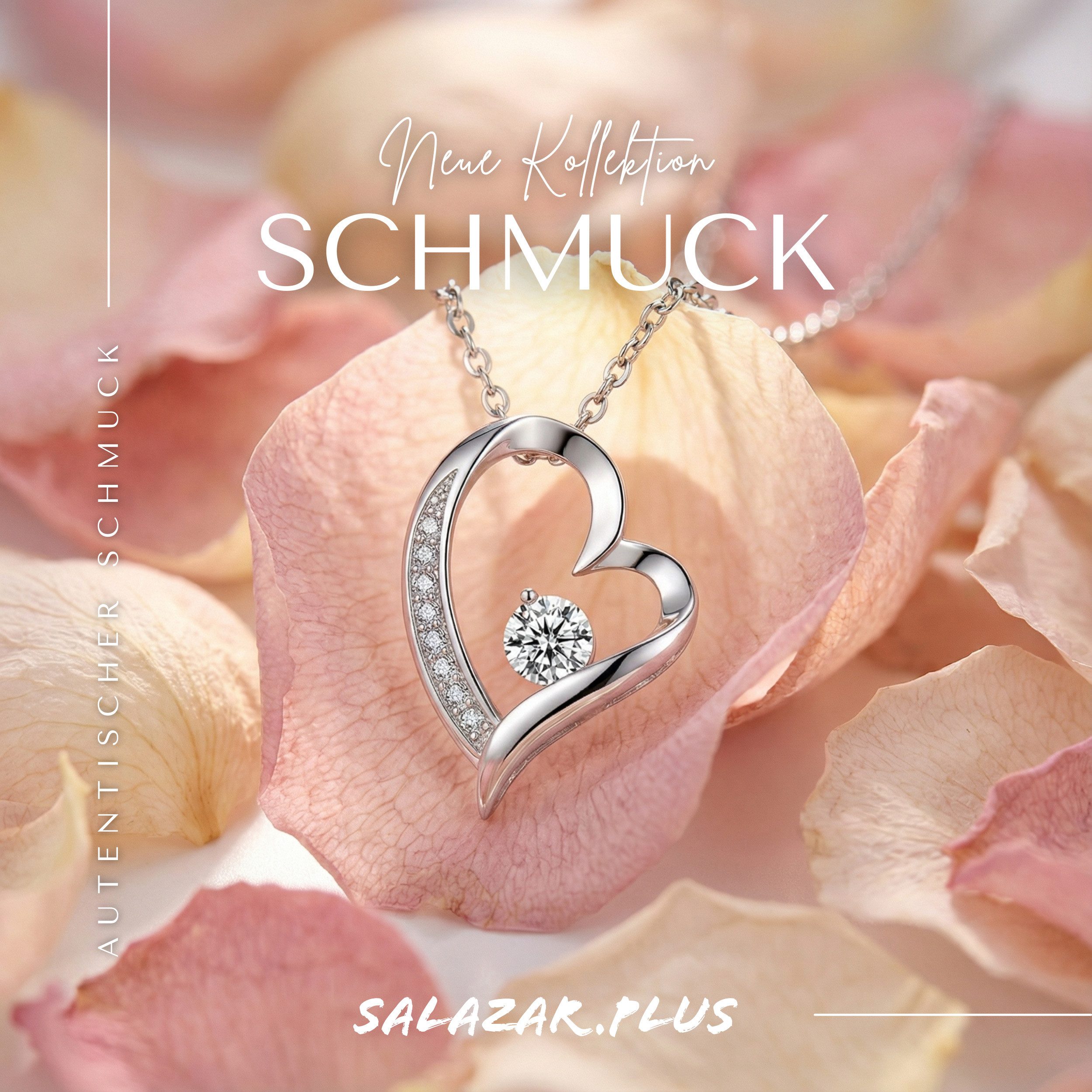 salazar.plus Kette mit Anhänger Elegante 925 Silber vergoldete Luxus Damenkette mit Herzanhänger, Luxuriöse 925er Herzkette vergoldet – romantisches Geschenk