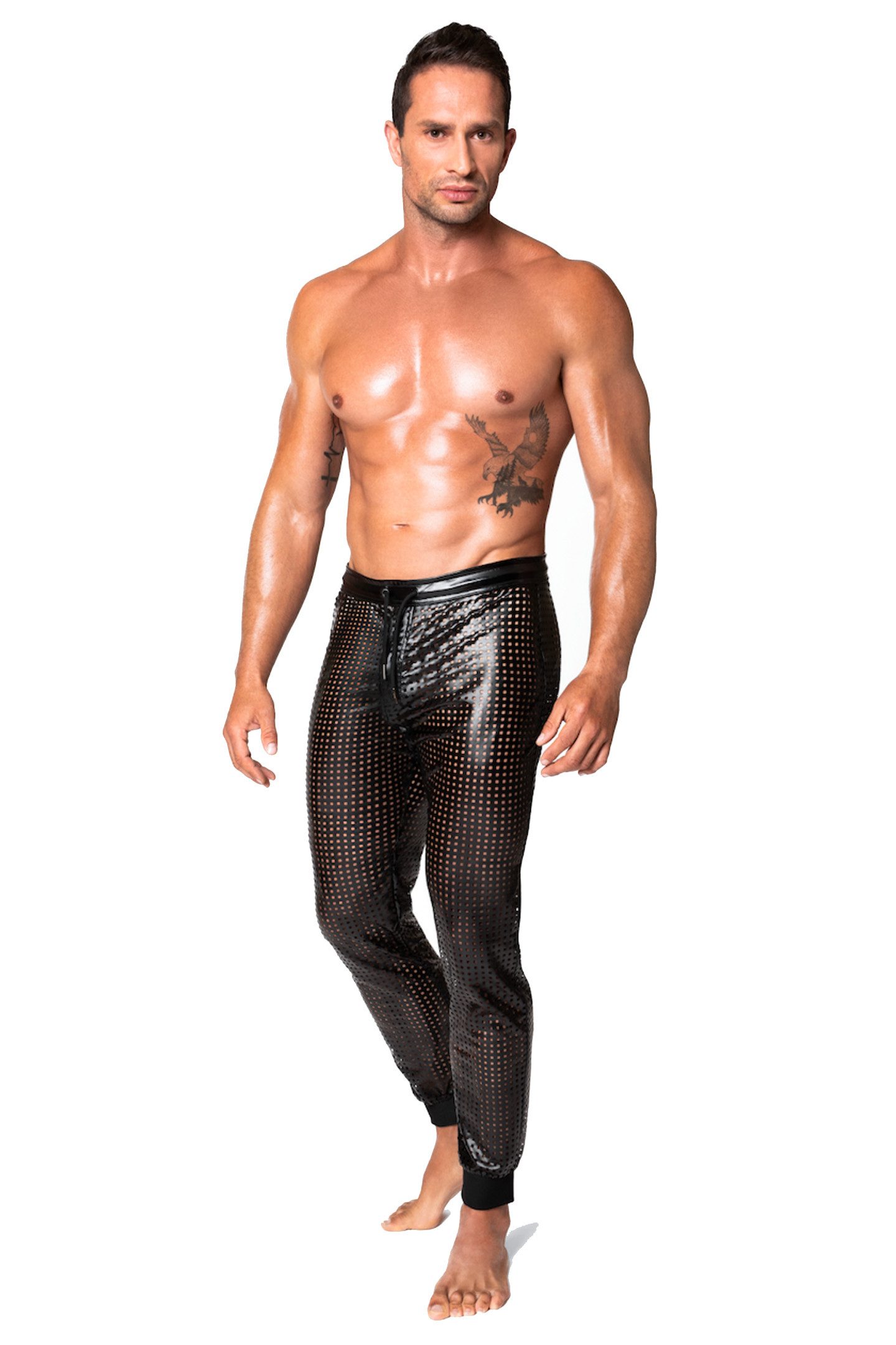 Noir Handmade Men Lederimitathose Herren-Hose in schwarz - M
