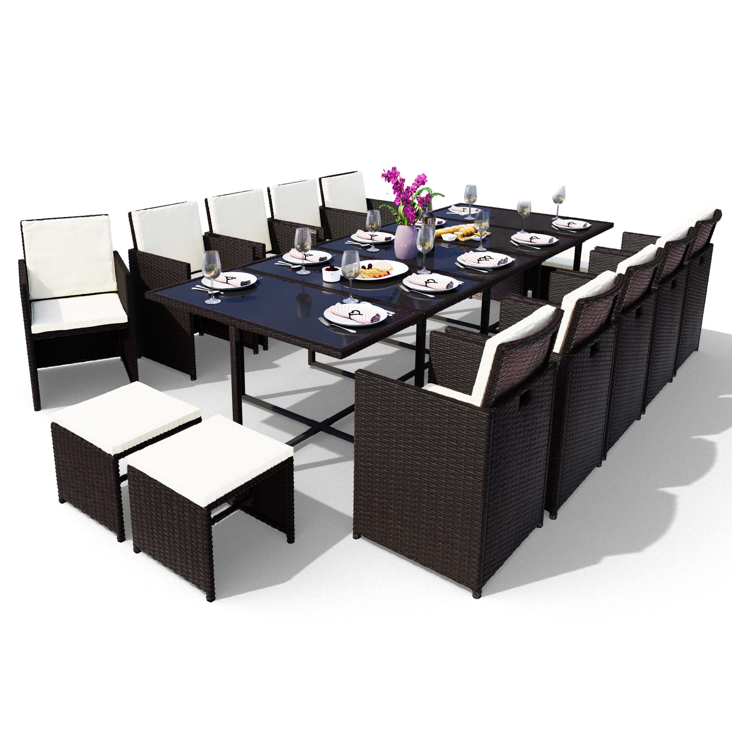Swing&Harmonie Garten-Essgruppe Poly Rattan Sitzgruppe Esstisch günstig online kaufen