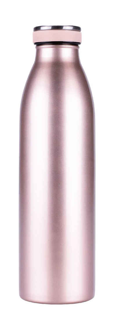 Steuber Thermoflasche, doppelwandige Isolierflasche mit auslaufsicherem Deckel Metallic-Rosa