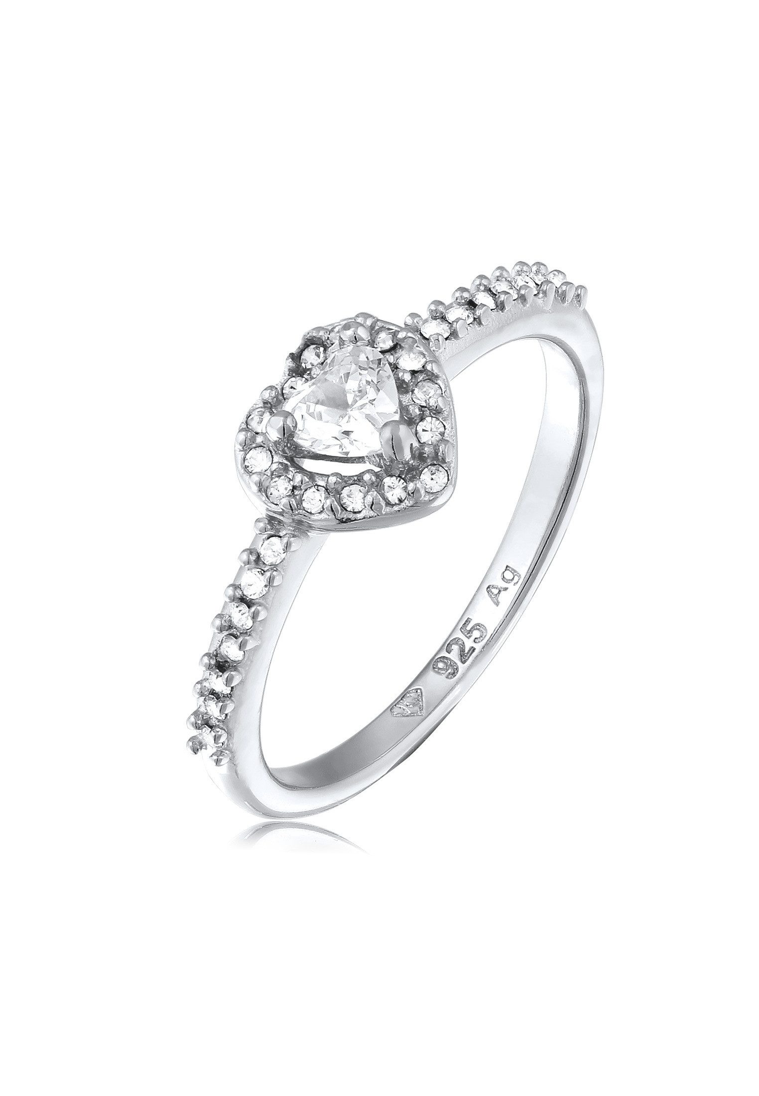 Elli Fingerring Herz Zirkonia Weiß 925 günstig online kaufen