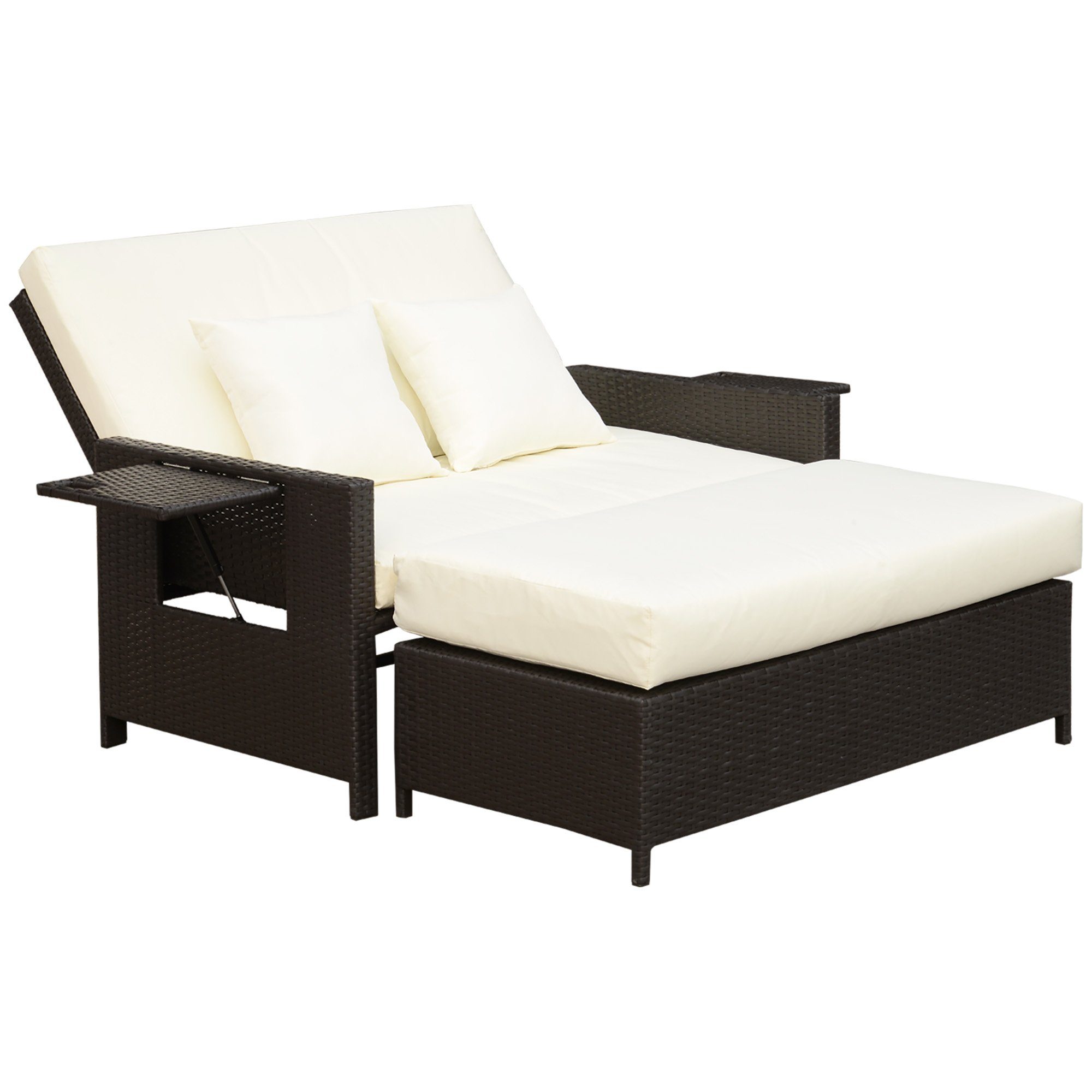 Outsunny Gartensofa Zweisitzer-Gartensofa mit Liegefunktion, Polyrattan günstig online kaufen