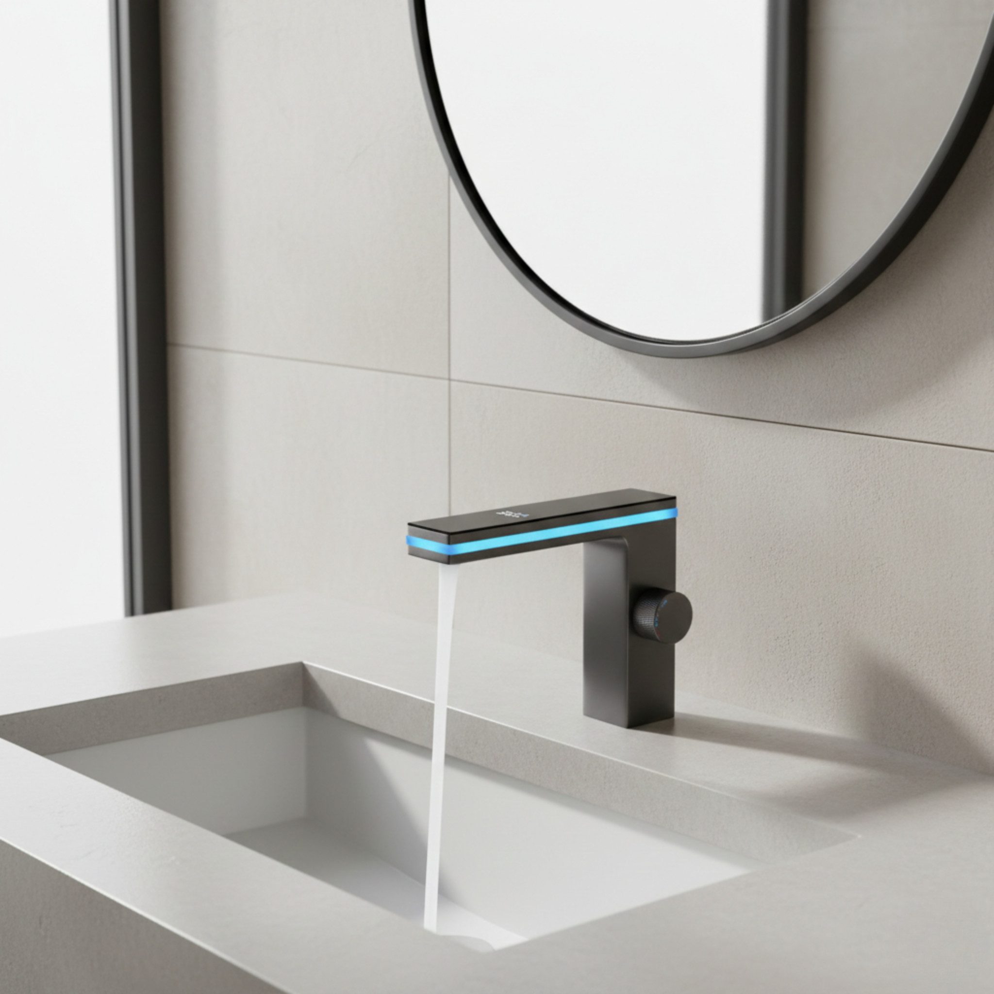 LuxaSteel Waschbeckenbrause Wasserhahn, Badarmatur, LED Wasserhahn (Komplettset, Komplettset) integriertes Wasserkraftwerk, weicher Wasserstrahl, Temperaturanzeige