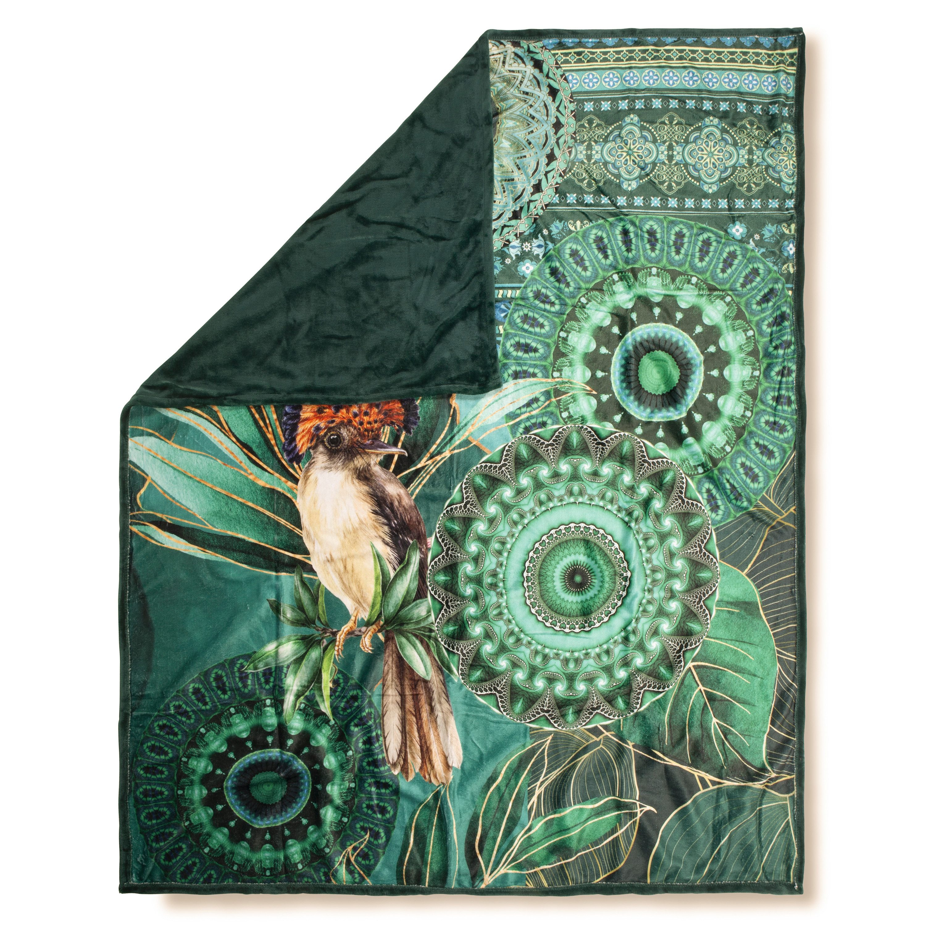 hip Tagesdecke Polyvelvet Kuscheldecke 130 X 160 cm Damali bunt mandalas, leaves and, Tagesdecke Kuscheldecke Schmusedecke