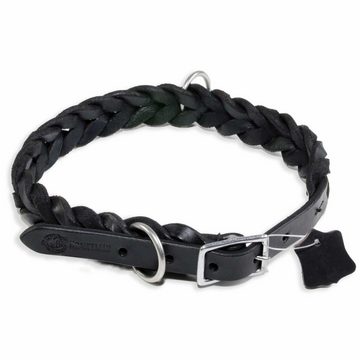 Monkimau Hunde-Halsband Hundehalsband Leder Halsband Hund schwarz geflochten S-XS, Leder