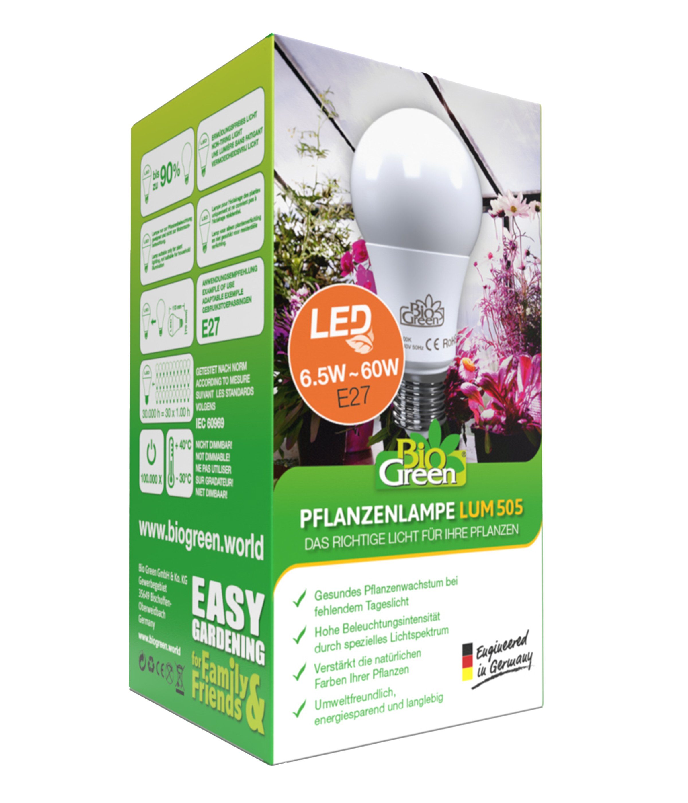 Bio Green Pflanzenlampe Ersatz-LED Pflanzenleuchte Flora-Booster500, Rot