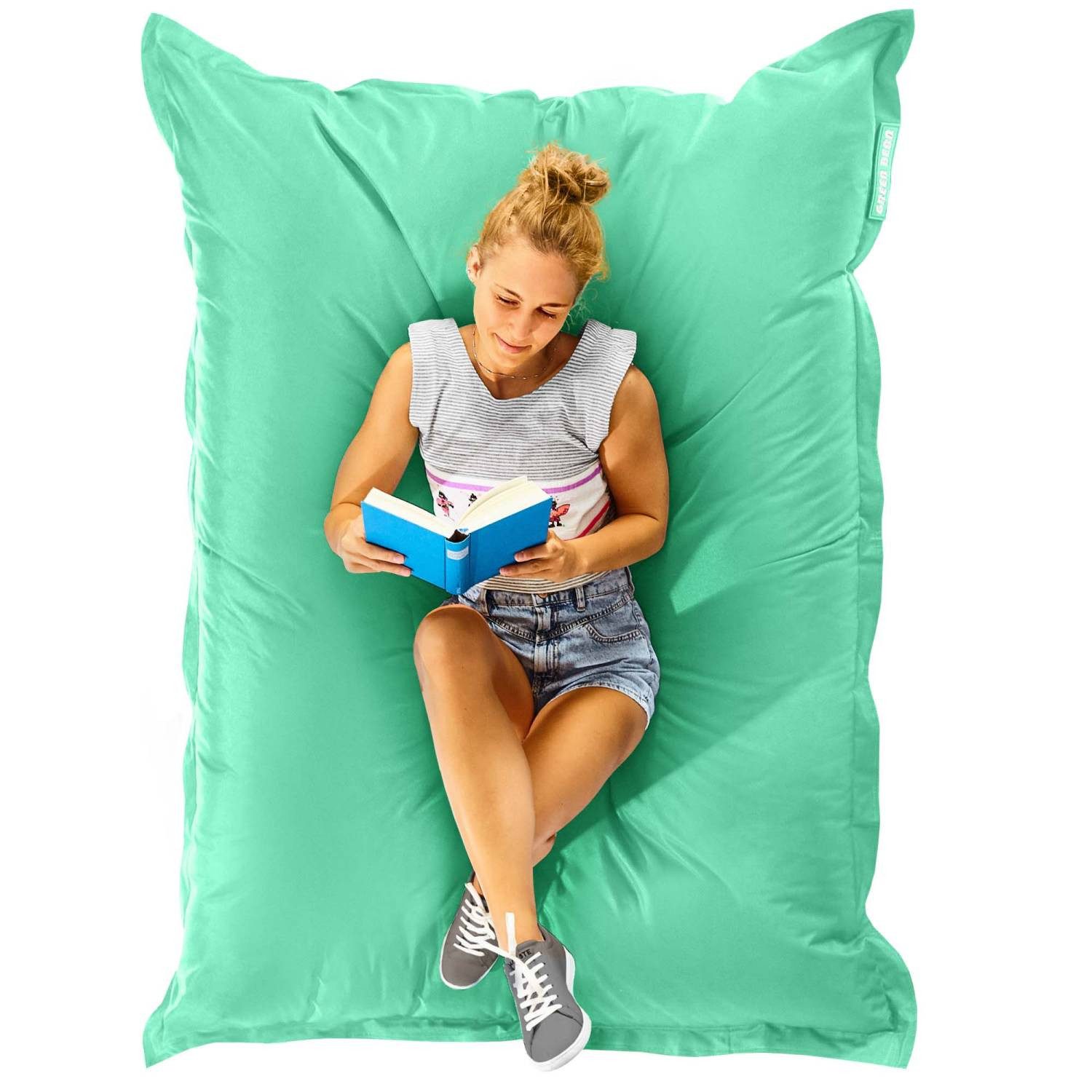 Green Bean Sitzsack XXL Outdoor Sitzsack Square 140x180cm (XXL Riesensitzsack 140x180cm 380 Liter Kinder & Erwachsene Bean Bag EPS Perlen Füllung, Groß Draußen Outdoor Liegekissen), Waschbar Wetterfest Lounge Sitzkissen Bodenkissen