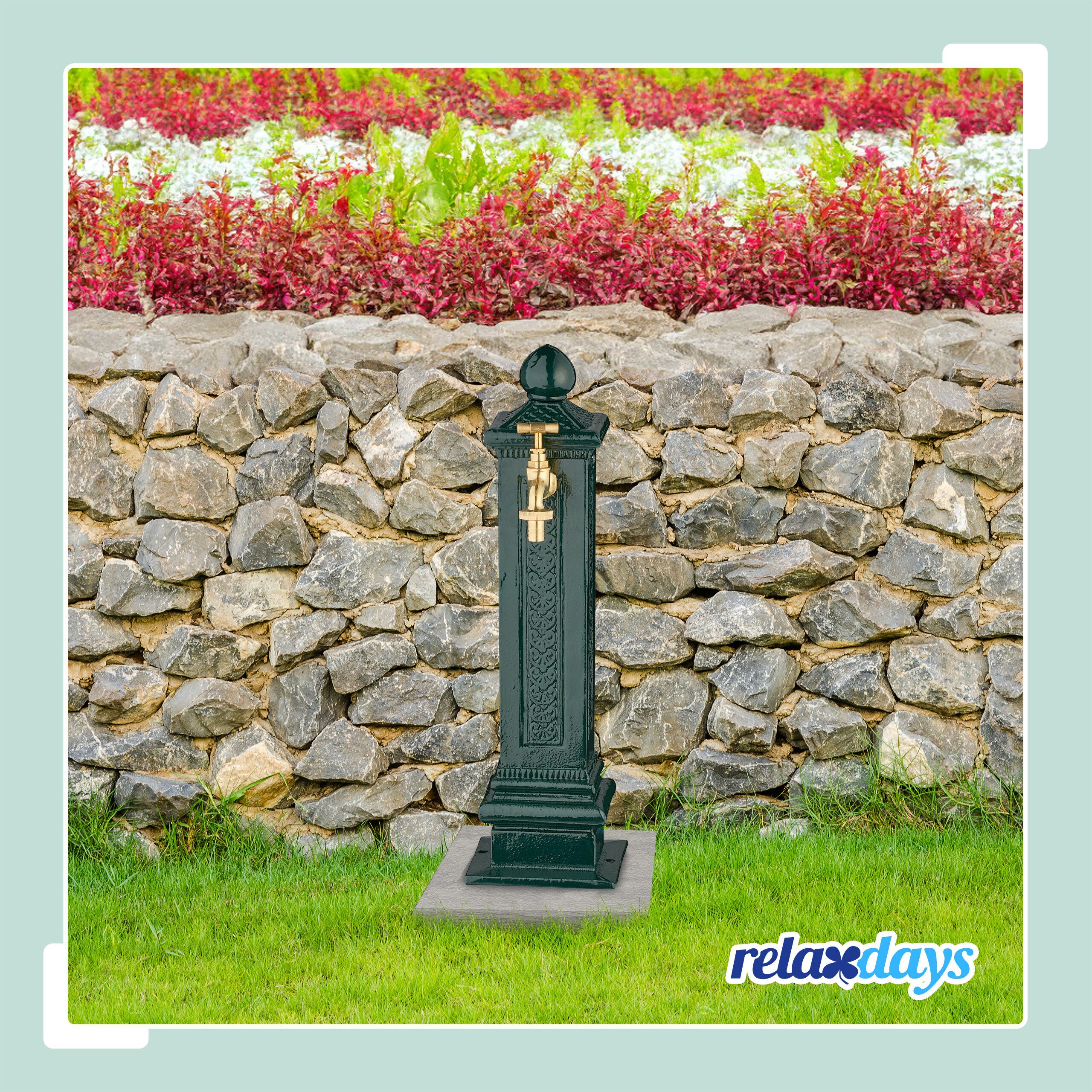 relaxdays Gartenbrunnen Standbrunnen antik 47 cm, 14 cm Breite, (1 tlg), grün – Bild 2 von 5