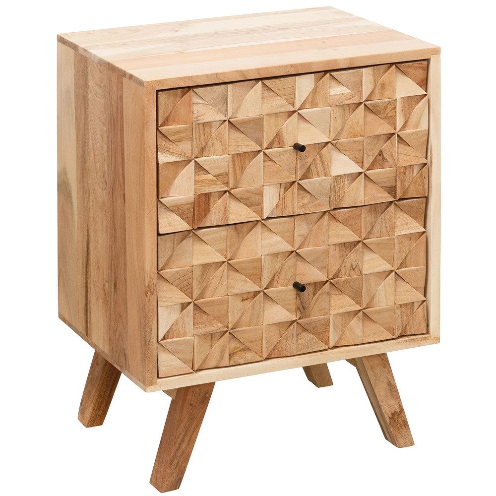 Lomadox Nachttisch, Nachtkonsole Nachtschrank Front mit Details, B/H/T ca. 44/61/35 cm